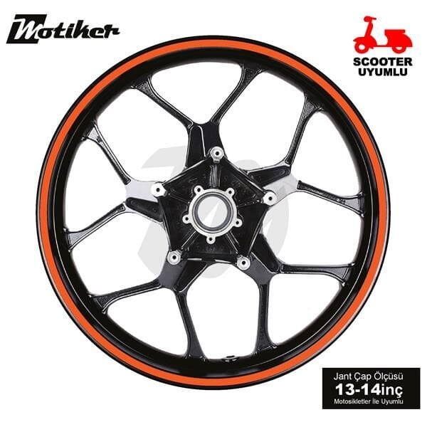 TEK RENK TURUNCU ŞERİT SCOOTER JANT DIŞ STICKER