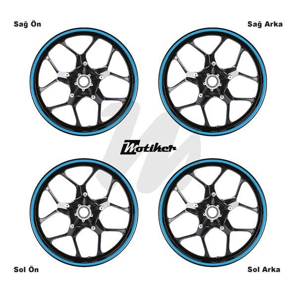 TEK RENK AÇIK MAVİ ŞERİT SCOOTER JANT DIŞ STICKER