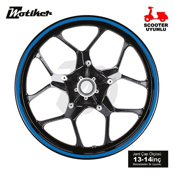 TEK RENK MAVİ ŞERİT SCOOTER JANT DIŞ STICKER