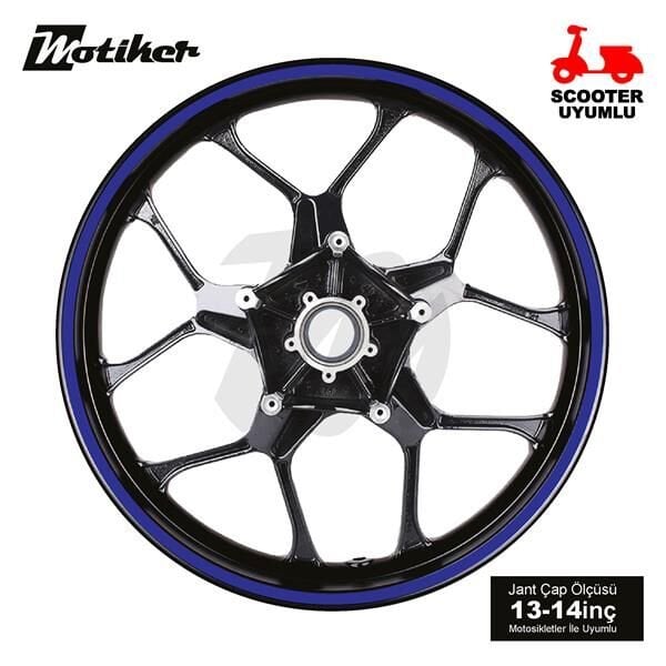 TEK RENK LACİVERT ŞERİT SCOOTER JANT DIŞ STICKER