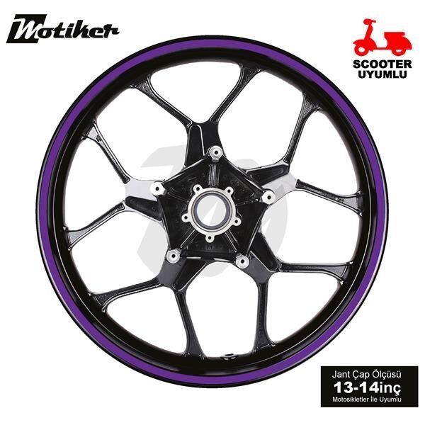 TEK RENK MOR ŞERİT SCOOTER JANT DIŞ STICKER