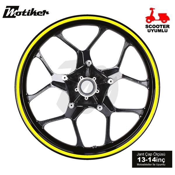 TEK RENK SARI ŞERİT SCOOTER JANT DIŞ STICKER