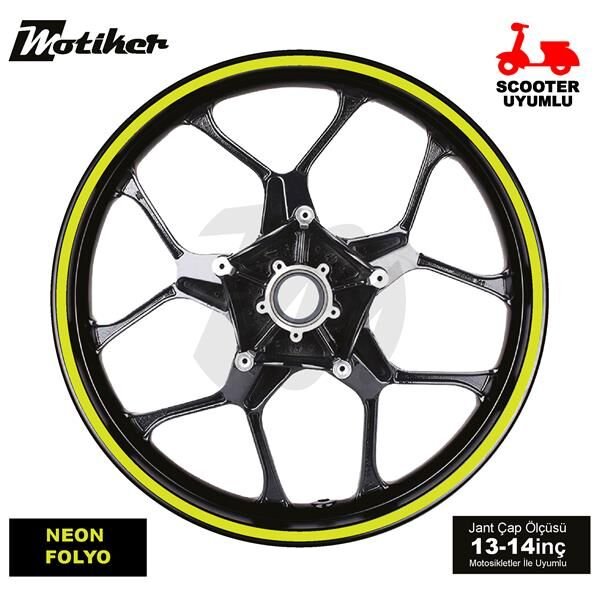TEK RENK NEON SARI (YEŞİL) ŞERİT SCOOTER JANT DIŞ STICKER