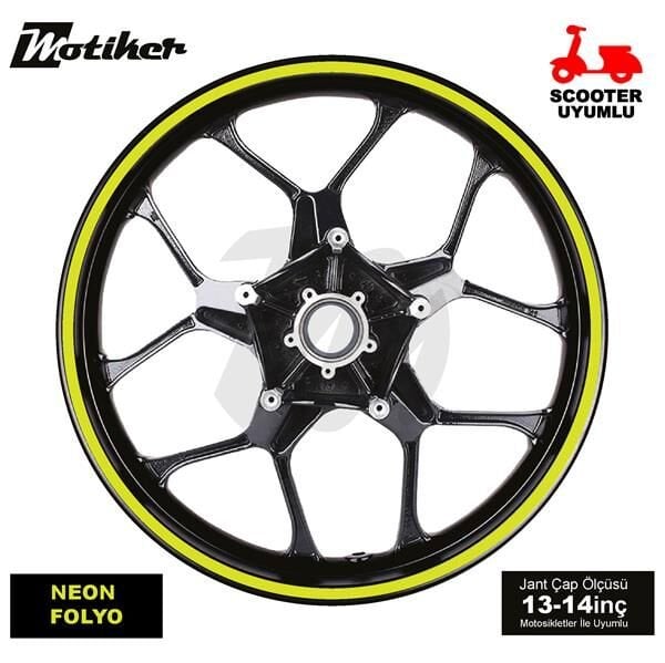 TEK RENK NEON SARI (YEŞİL) ŞERİT SCOOTER JANT DIŞ STICKER