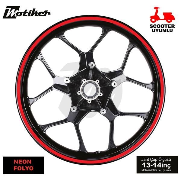 TEK RENK NEON TURUNCU ŞERİT SCOOTER JANT DIŞ STICKER