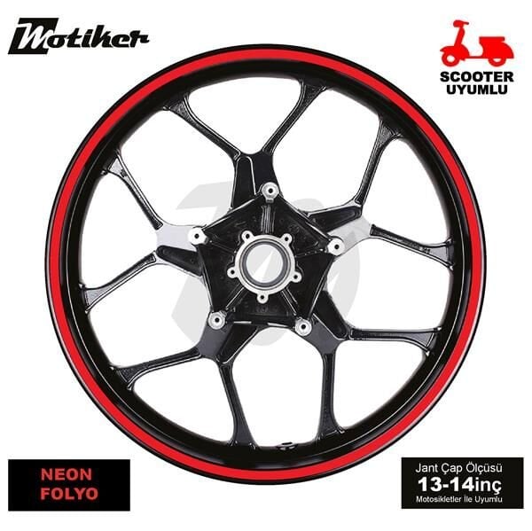 TEK RENK NEON TURUNCU ŞERİT SCOOTER JANT DIŞ STICKER