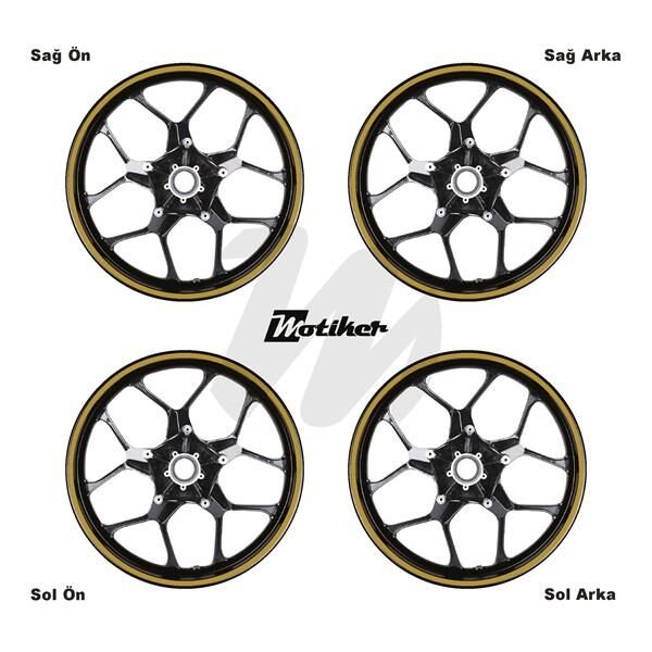 TEK RENK METALİK GOLD ŞERİT SCOOTER JANT DIŞ STICKER