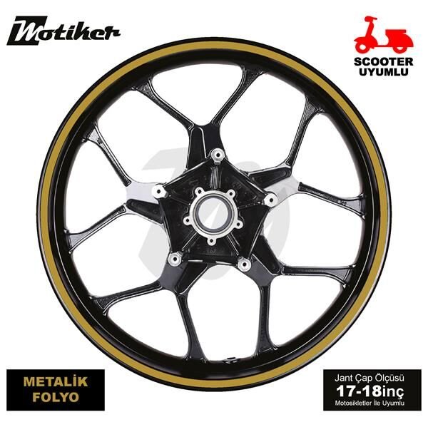 TEK RENK METALİK GOLD ŞERİT SCOOTER JANT DIŞ STICKER