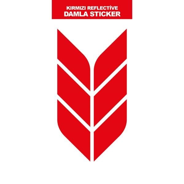 KIRMIZI REFLECTİVE (IŞIK YANSITAN) 6'LI BAŞAK DAMLA STICKER MODELİ