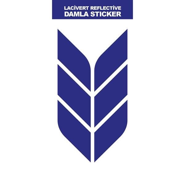 LACİVERT REFLECTİVE (IŞIK YANSITAN) 6'LI BAŞAK DAMLA STICKER MODELİ