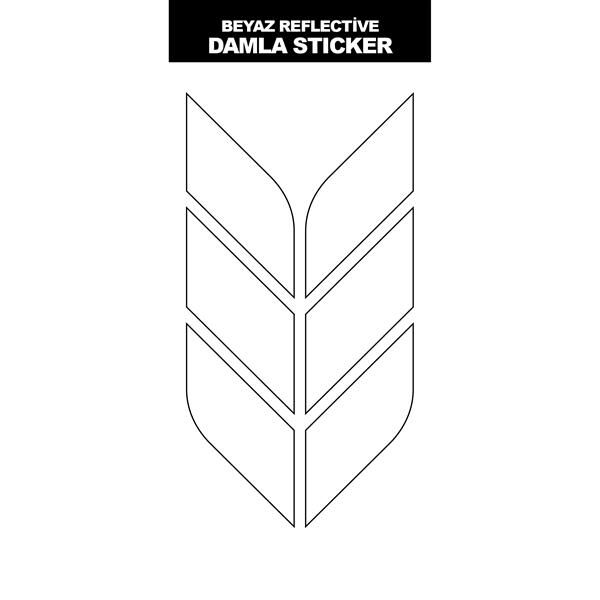 BEYAZ REFLECTİVE (IŞIK YANSITAN) 6'LI BAŞAK DAMLA STICKER MODELİ