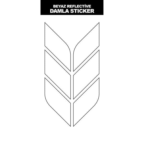BEYAZ REFLECTİVE (IŞIK YANSITAN) 6'LI BAŞAK DAMLA STICKER MODELİ