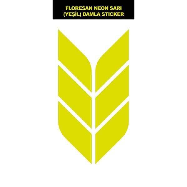 NEON SARI (YEŞİL) 6'LI BAŞAK DAMLA STICKER MODELİ