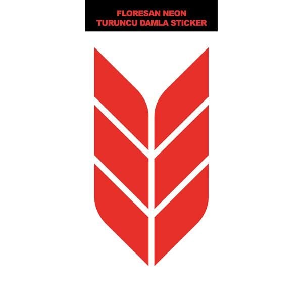 NEON TURUNCU 6'LI BAŞAK DAMLA STICKER MODELİ