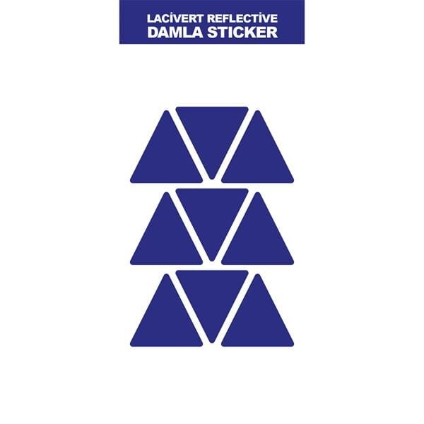 LACİVERT REFLECTİVE (IŞIK YANSITAN) 9'LU ÜÇGEN  DAMLA STICKER MODELİ