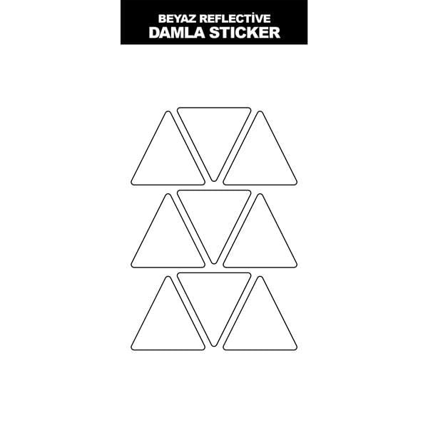 BEYAZ REFLECTİVE (IŞIK YANSITAN) 9'LU ÜÇGEN DAMLA STICKER MODELİ