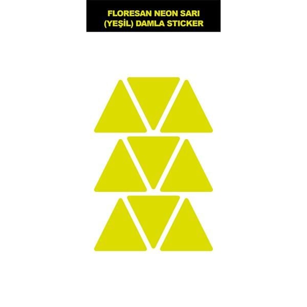 NEON SARI (YEŞİL) 9'LU ÜÇGENDAMLA STICKER MODELİ