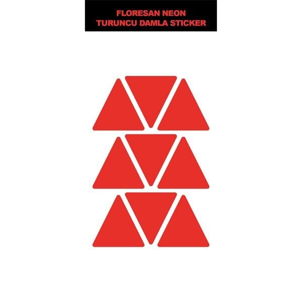 NEON TURUNCU 9'LU ÜÇGEN DAMLA STICKER MODELİ