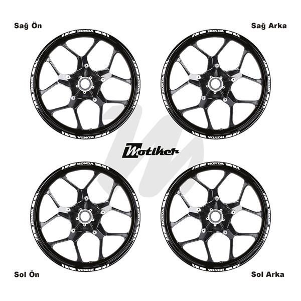 TEK RENK HONDA YAZILI KISA KESİKLİ BEYAZ SCOOTER JANT DIŞ ŞERİT STICKER