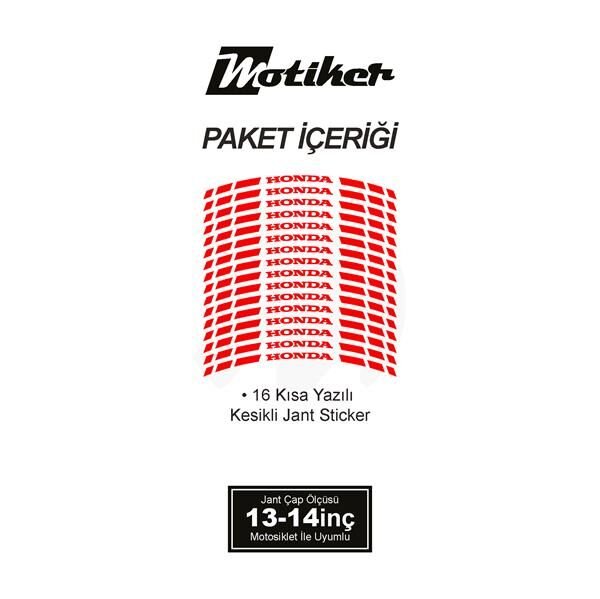 TEK RENK HONDA YAZILI KISA KESİKLİ KIRMIZI SCOOTER JANT DIŞ ŞERİT STICKER