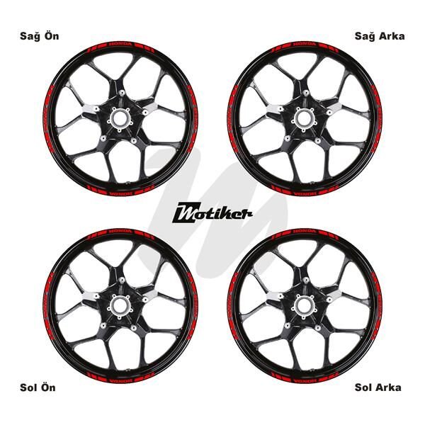 TEK RENK HONDA YAZILI KISA KESİKLİ KIRMIZI SCOOTER JANT DIŞ ŞERİT STICKER