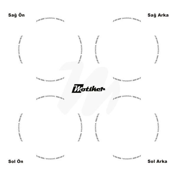 TEK RENK HONDA YAZILI KISA KESİKLİ GRİ SCOOTER JANT DIŞ ŞERİT STICKER