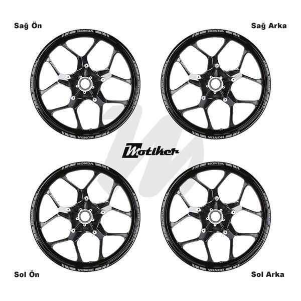 TEK RENK HONDA YAZILI KISA KESİKLİ GRİ SCOOTER JANT DIŞ ŞERİT STICKER