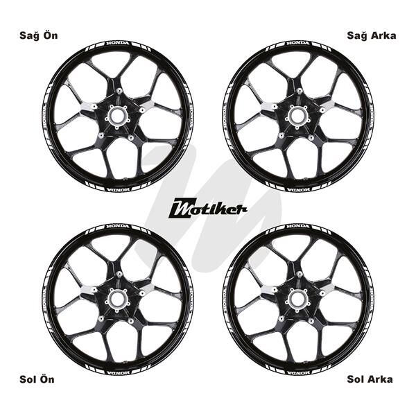 ÇİFT RENK HONDA YAZILI KISA KESİKLİ BEYAZ SCOOTER JANT DIŞ ŞERİT STICKER