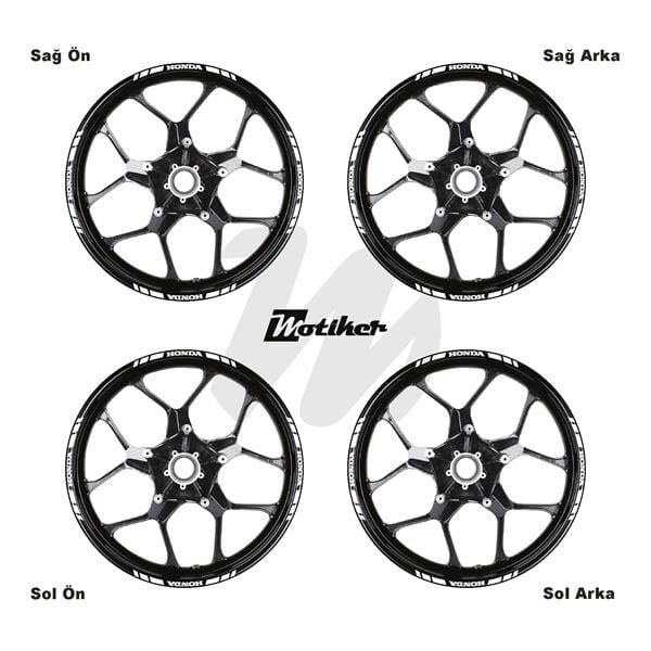 ÇİFT RENK HONDA YAZILI KISA KESİKLİ BEYAZ SCOOTER JANT DIŞ ŞERİT STICKER