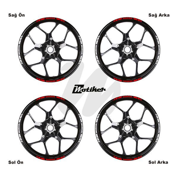 ÇİFT RENK HONDA YAZILI KISA KESİKLİ KIRMIZI-BEYAZ SCOOTER JANT DIŞ ŞERİT STICKER