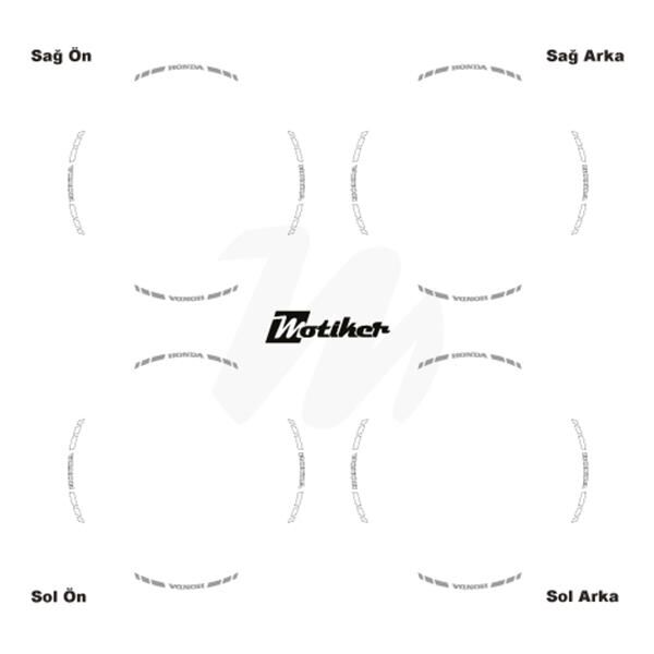 ÇİFT RENK HONDA YAZILI KISA KESİKLİ GRİ-BEYAZ SCOOTER JANT DIŞ ŞERİT STICKER