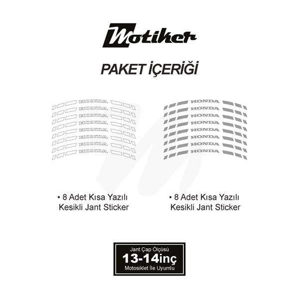 ÇİFT RENK HONDA YAZILI KISA KESİKLİ GRİ-BEYAZ SCOOTER JANT DIŞ ŞERİT STICKER