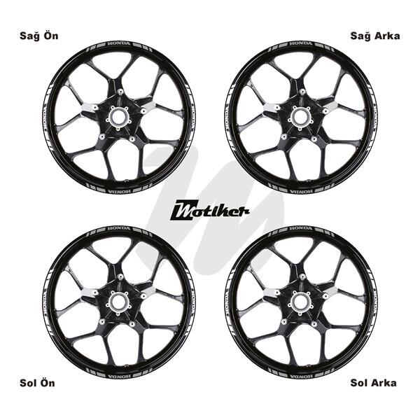 ÇİFT RENK HONDA YAZILI KISA KESİKLİ GRİ-BEYAZ SCOOTER JANT DIŞ ŞERİT STICKER