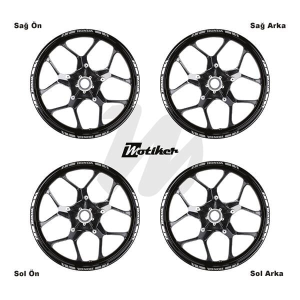 ÇİFT RENK HONDA YAZILI KISA KESİKLİ GRİ-BEYAZ SCOOTER JANT DIŞ ŞERİT STICKER