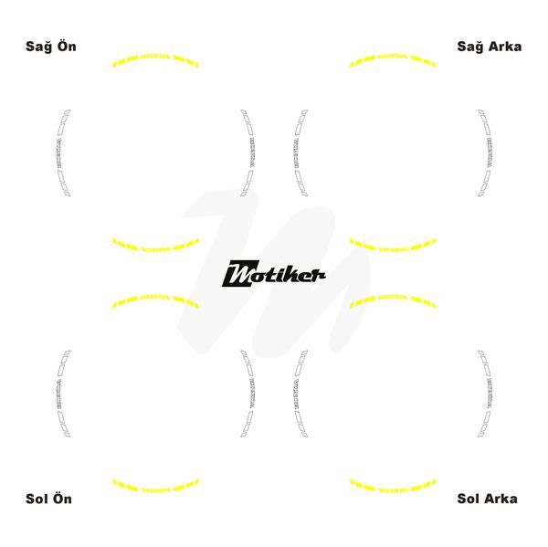 ÇİFT RENK HONDA YAZILI KISA KESİKLİ SARI-BEYAZ SCOOTER JANT DIŞ ŞERİT STICKER