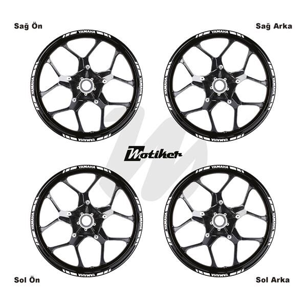 TEK RENK YAMAHA YAZILI KISA KESİKLİ BEYAZ SCOOTER JANT DIŞ ŞERİT STICKER