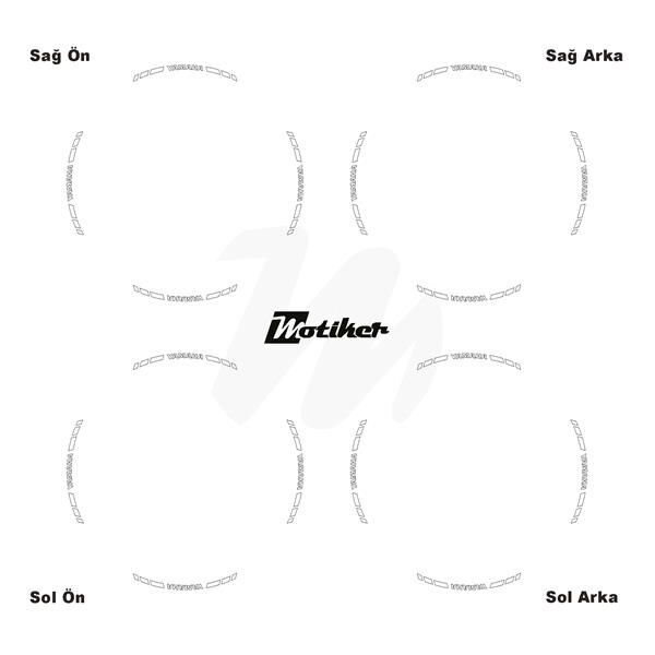 TEK RENK YAMAHA YAZILI KISA KESİKLİ BEYAZ SCOOTER JANT DIŞ ŞERİT STICKER