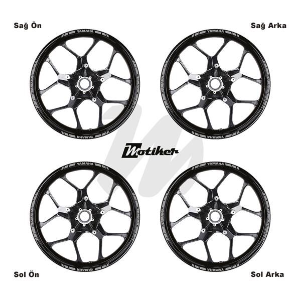 TEK RENK YAMAHA YAZILI KISA KESİKLİ GRİ SCOOTER JANT DIŞ ŞERİT STICKER
