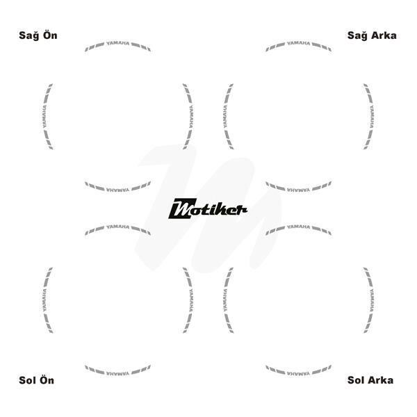 TEK RENK YAMAHA YAZILI KISA KESİKLİ GRİ SCOOTER JANT DIŞ ŞERİT STICKER