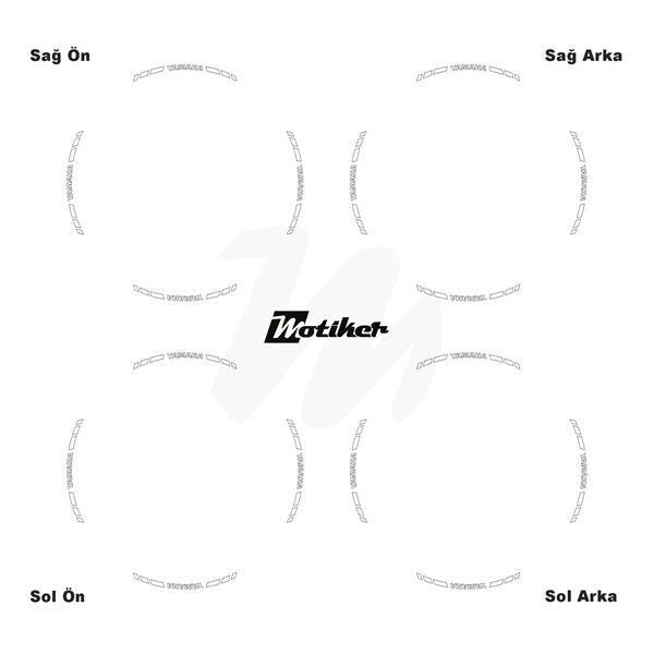 ÇİFT RENK YAMAHA YAZILI KISA KESİKLİ BEYAZ SCOOTER JANT DIŞ ŞERİT STICKER