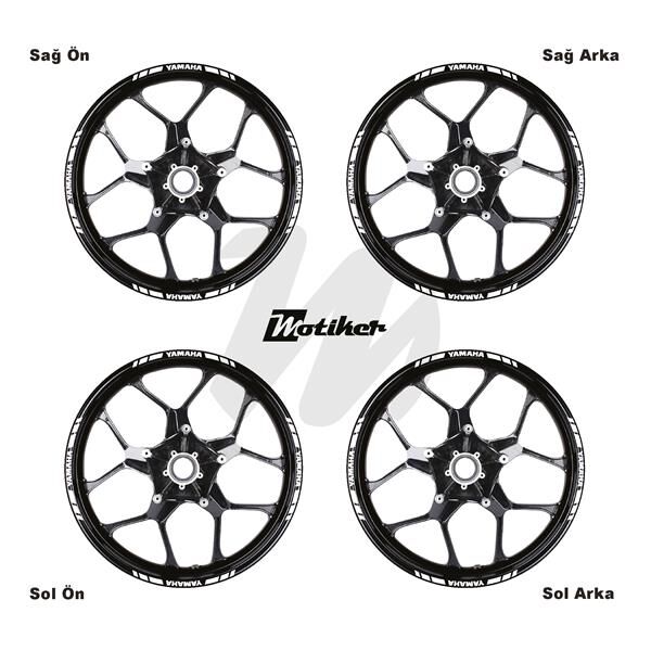 ÇİFT RENK YAMAHA YAZILI KISA KESİKLİ BEYAZ SCOOTER JANT DIŞ ŞERİT STICKER