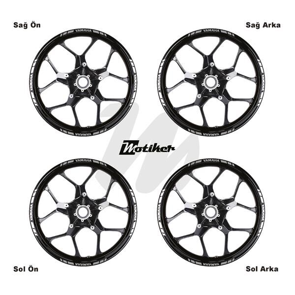 ÇİFT RENK YAMAHA YAZILI KISA KESİKLİ GRİ-BEYAZ SCOOTER JANT DIŞ ŞERİT STICKER