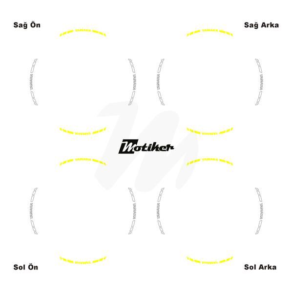 ÇİFT RENK YAMAHA YAZILI KISA KESİKLİ SARI-BEYAZ SCOOTER JANT DIŞ ŞERİT STICKER