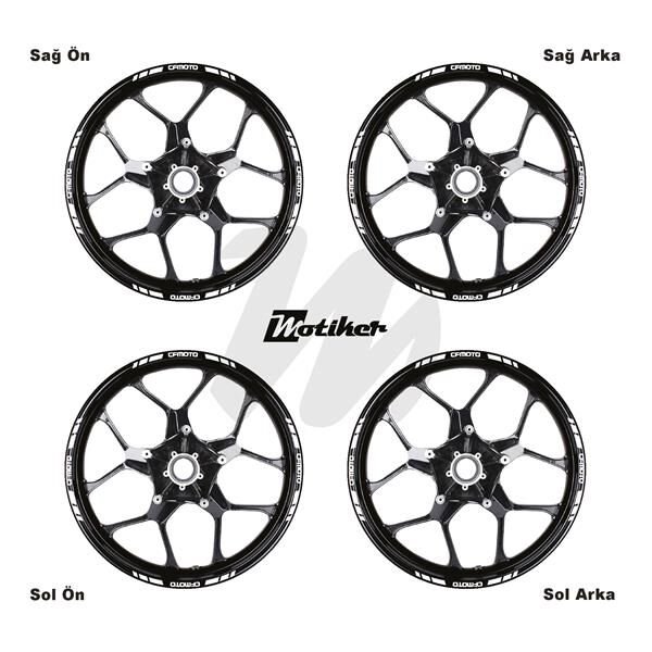 TEK RENK CFMOTO YAZILI KISA KESİKLİ BEYAZ SCOOTER JANT DIŞ ŞERİT STICKER
