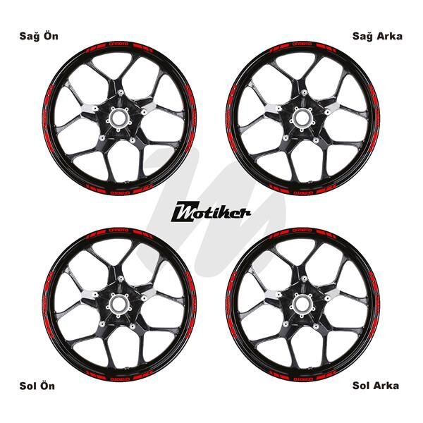 TEK RENK CFMOTO YAZILI KISA KESİKLİ KIRMIZI SCOOTER JANT DIŞ ŞERİT STICKER