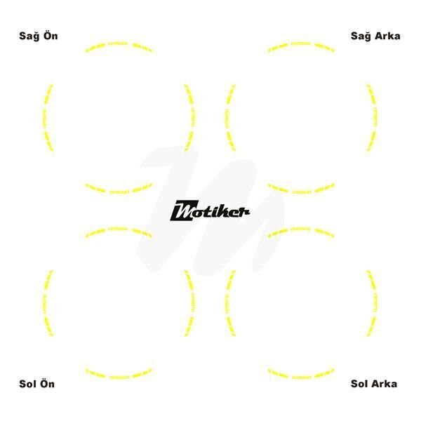 TEK RENK CFMOTO YAZILI KISA KESİKLİ SARI SCOOTER JANT DIŞ ŞERİT STICKER