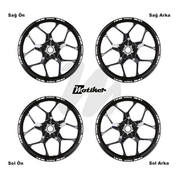 ÇİFT RENK CFMOTO YAZILI KISA KESİKLİ BEYAZ SCOOTER JANT DIŞ ŞERİT STICKER