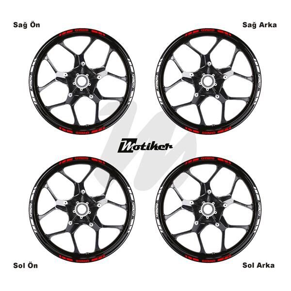 ÇİFT RENK CFMOTO YAZILI KISA KESİKLİ KIRMIZI-BEYAZ SCOOTER JANT DIŞ ŞERİT STICKER