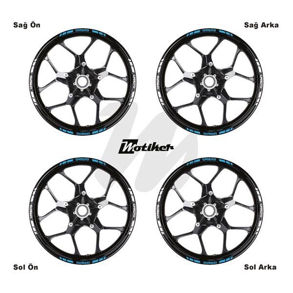 ÇİFT RENK CFMOTO YAZILI KISA KESİKLİ AÇIK MAVİ-BEYAZ SCOOTER JANT DIŞ ŞERİT STICKER