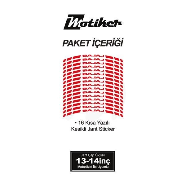 TEK RENK BAJAJ YAZILI KISA KESİKLİ KIRMIZI SCOOTER JANT DIŞ ŞERİT STICKER